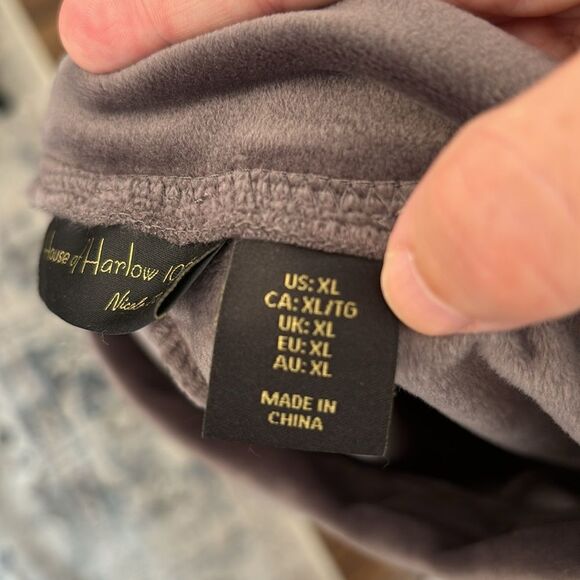 House of Harlow 1960 Women velour track suit jogger pants slate charcoal gray XL - Picture 12 of 15